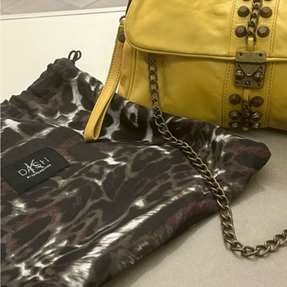 KIM KARDIASHIAN Yellow Studded Shoulder Bag by KDASH rare find